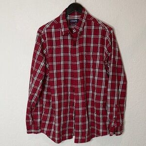 Bundle of 3 Chaps Men's Burgundy Plaid Button Down Shirt size L
